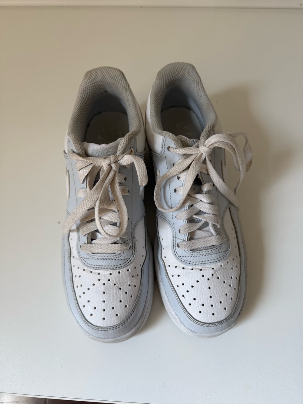 Women’s Nike White and Light blue Court Vision Sneakers - size 8